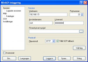 Inställningar WinSCP (Windows)