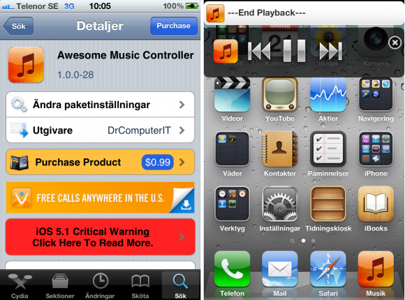 Awesome music controller Cydia
