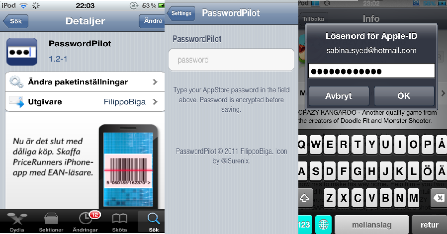 password, lösenord