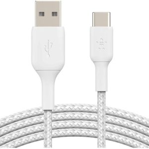 Belkin Boost Charge USB-A to USB-C Braided Cable - Vit 1 meter