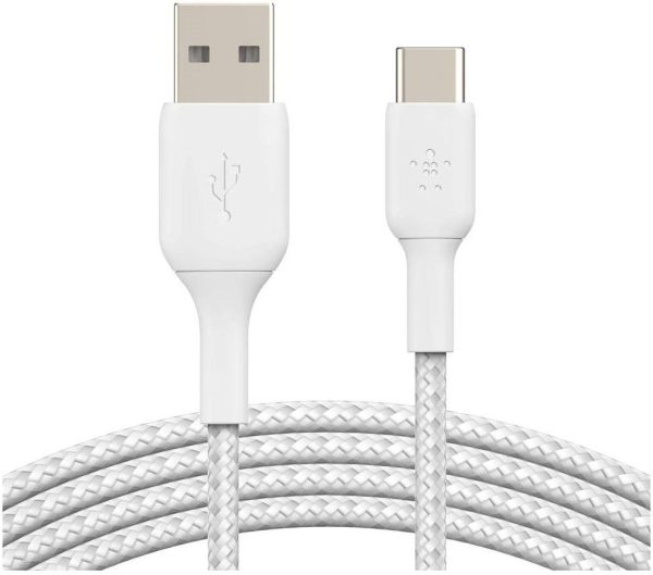 Belkin Boost Charge USB-A to USB-C Braided Cable - Vit 1 meter