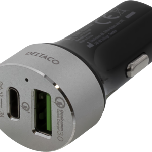 Deltaco Billaddare USB-C + USB-A