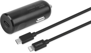 Deltaco Car Charger with USB-C to Lightning Cable