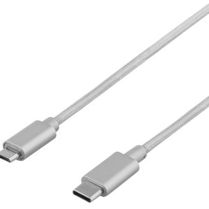 Deltaco Prime USB-C- till MicroUSB-kabel - Silver