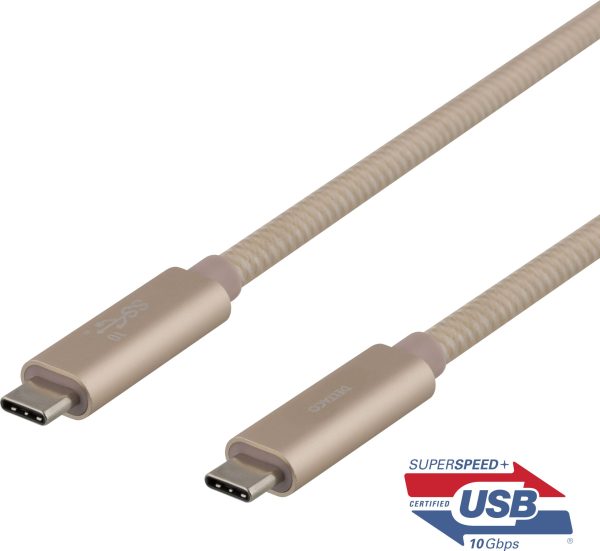 Deltaco USB-C to USB-C Cable 10 Gbit/s - Grå 1 meter