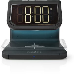 Nedis 3-in-1 Alarm Clock with Wireless Charging - Svart