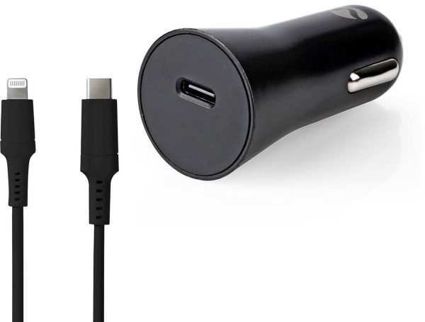 Nedis USB-C Car Charger + USB-C to Lightning Cable - Vit