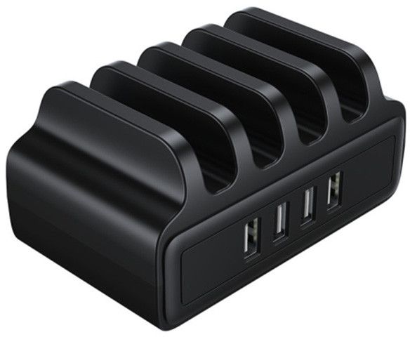 Orico 4-port USB Wall Charger with Phone Stand - Svart