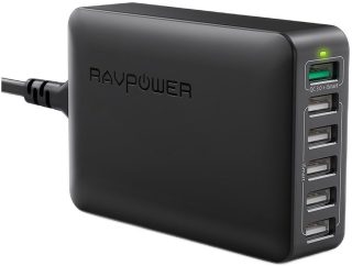 RAVpower 60W 6-Port Desktop USB Charging Station - Vit
