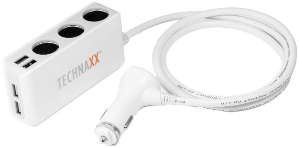 Technaxx 4-port USB & 3-socket Car Charger