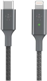 Belkin BoostCharge Smart LED USB-C to Lightning Cable - Vit