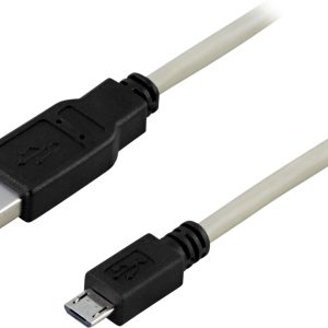 Deltaco USB-A till MicroUSB-kabel - Vit 2 meter