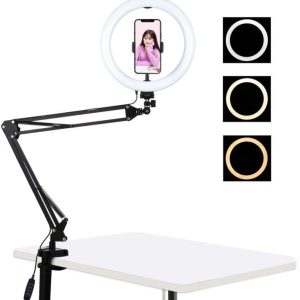 Puluz PKT3090B Desktop Arm Stand with 26cm LED Ring Light