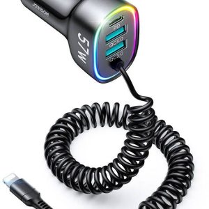 Joyroom 4-in-1 Car Charger with Lightning Cable