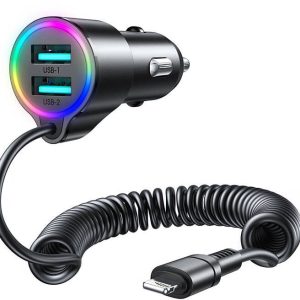 Joyroom 3-in-1 Car Charger with Lightning Cable