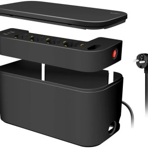 LogiLink Cable Box with Power Strip - Svart